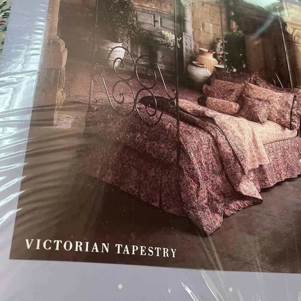 Eileen West California King Fitted Sheet Victorian Tapestry Vtg 80's NEW OLD STK